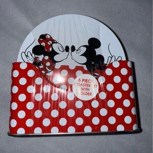 Disney Mickey & Friends 6 Piece Coaster Set Mickey Minnie Mouse Red White